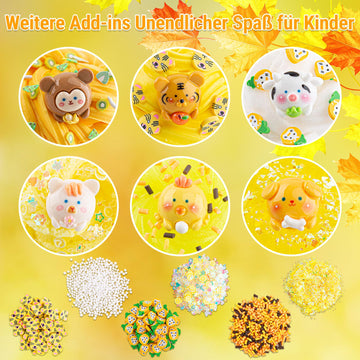 6 Packs Gradient Yellow Slime Kit - Cloud Slime, Butter Slime & Clear Slime, Crunchy Slime For Kids With Various Slime Add-Ins, Non Stick Slime Party Favors For Girls & Boys, 360Ml Kids Slime(Animal)