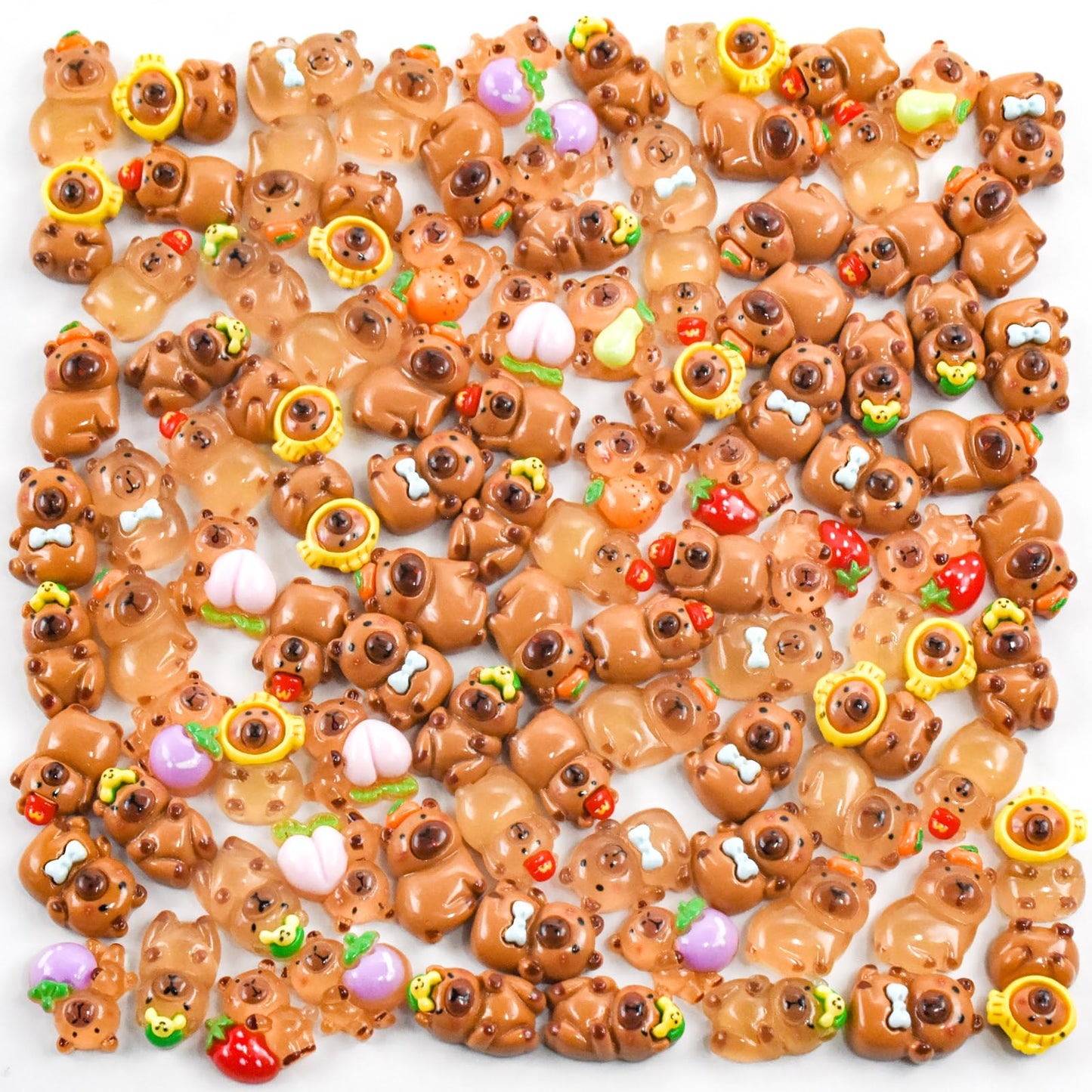 100 Pieces Mini Fruit Capybara For Dollhouse Miniatures Resin Animals For Crafts Mini Capybara For Fairy Garden Micro Landscapin