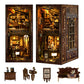 Vaki Vaki Book Nook Kit with Dust Cover & LED Light, DIY Miniature House Kit for Birthday, 3D Wooden Bookends Puzzle, Bookshelf 