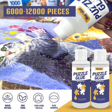 Nariolar Puzzle Glue Clear 2 * 8 Oz (2 * 240Ml) With Applicator, Jigsaw Puzzle Glue For 6000/10000/12000 Pieces, Framing Puzzles
