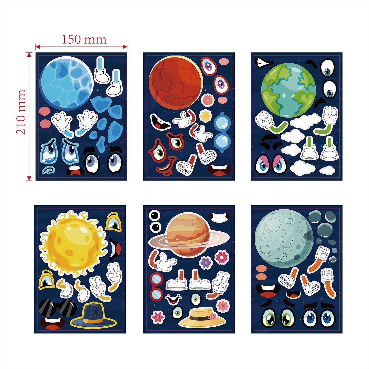 24 Pieces Make Your Own Planet Stickers Make A Face Stickers For Kids Toddlers With Planets Solar System Diy Craft Stickers Kids