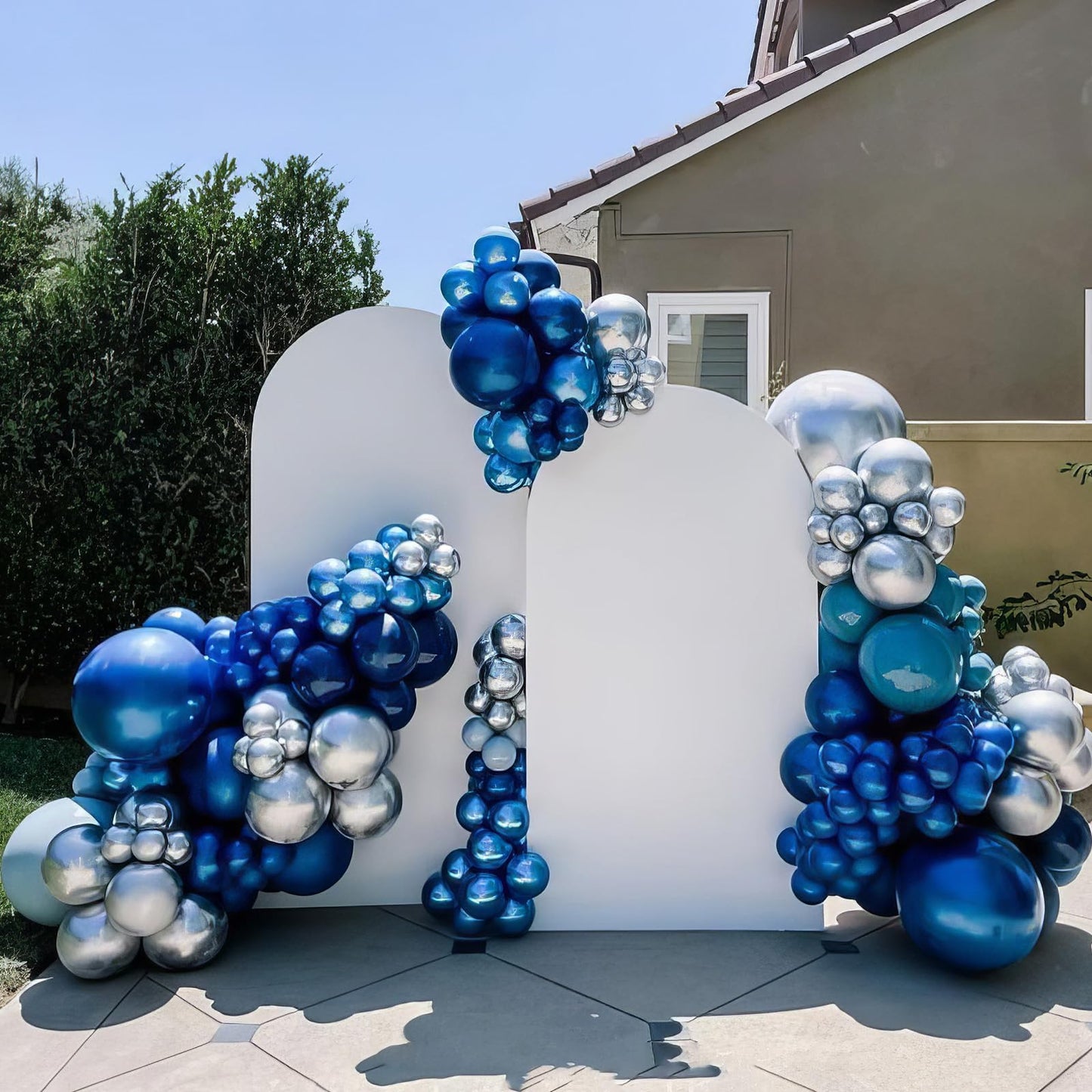 Blue Silver Balloons, Pearl Navy Blue Balloons Metallic Light Blue And Silver Balloons Silver Star Confetti Balloons For Boys Gi