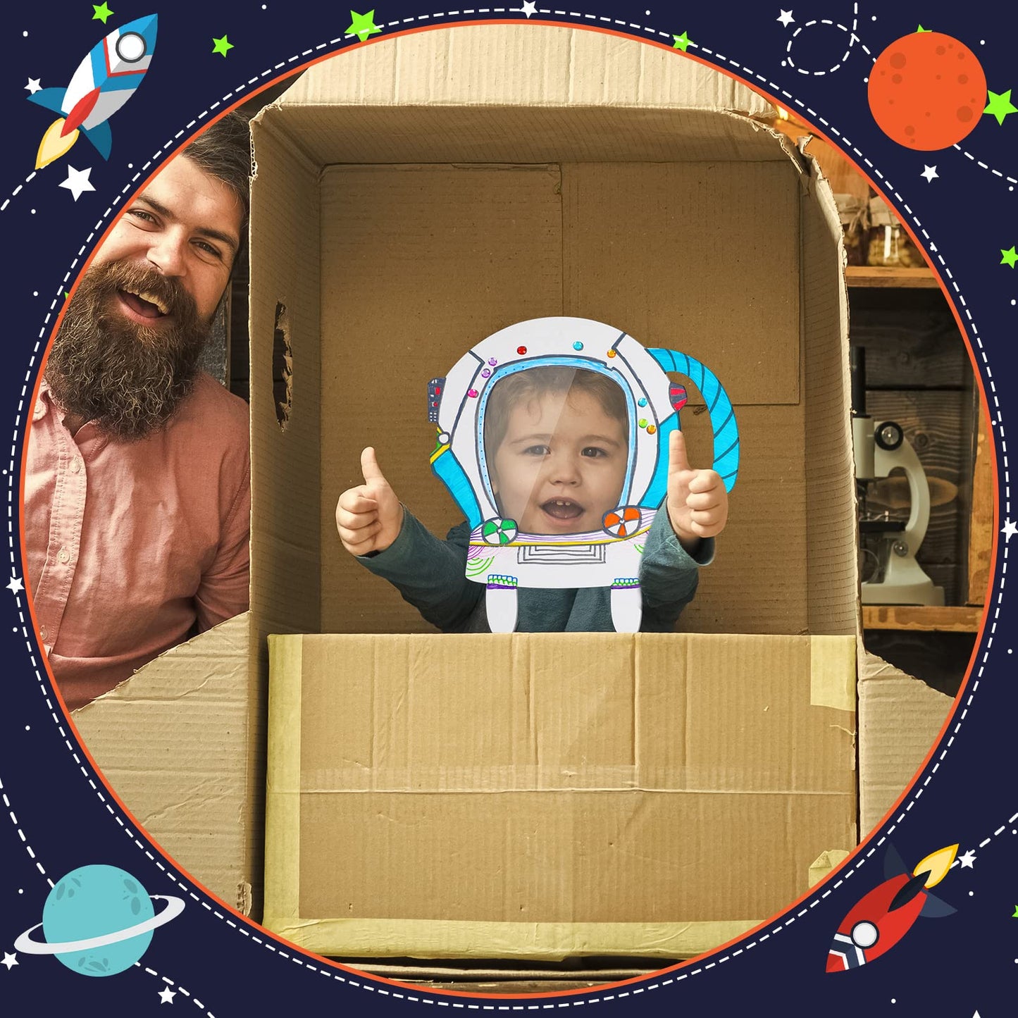 Sratte Color Your Own Astronaut Helmet DIY Paper Craft Kit for Children, 10 PCS Blank Masks, White Cardboard Material, Ideal Gif