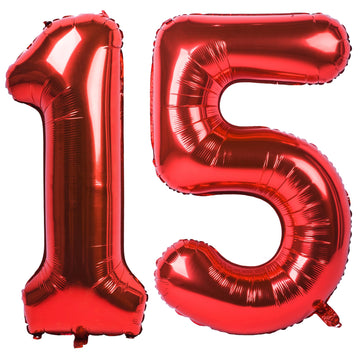 40 In Red Number Balloons Helium Foil Mylar Balloon Birthday Party Banquet Decoration Digital 15