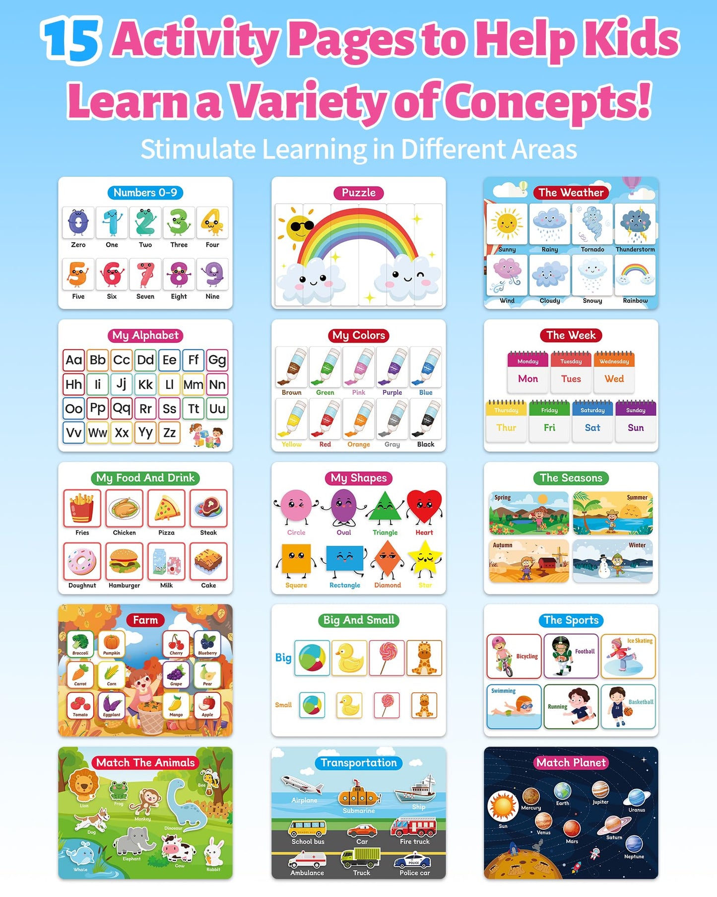 Benresive Montessori Busy Book For Toddlers 2-4, Preschool Toddler Learning Activities, Toddler Sticker Books For 2 3 4 Year Old