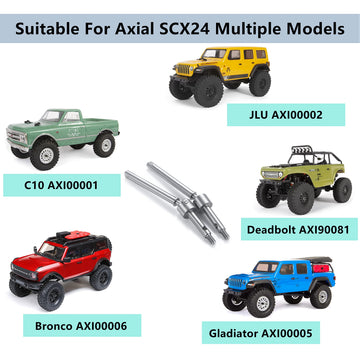 MORLORDY 2Pcs Improved RC Stainless Steel Front Axle Shaft Steering CVD Set for 1/24 RC Crawler Car SCX24 Upgrades Accessories