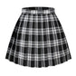 Women High Waist Plaid Kilt Mini Checked Pleated Skirts(2Xl,White Black)