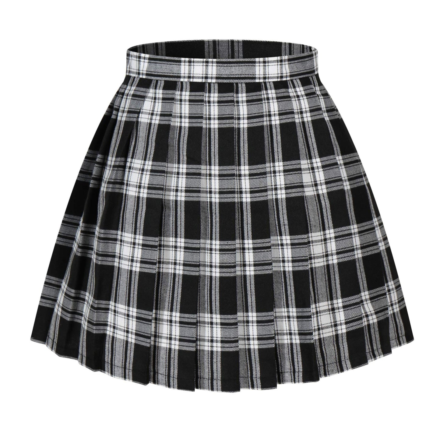 Women High Waist Plaid Kilt Mini Checked Pleated Skirts(2Xl,White Black)