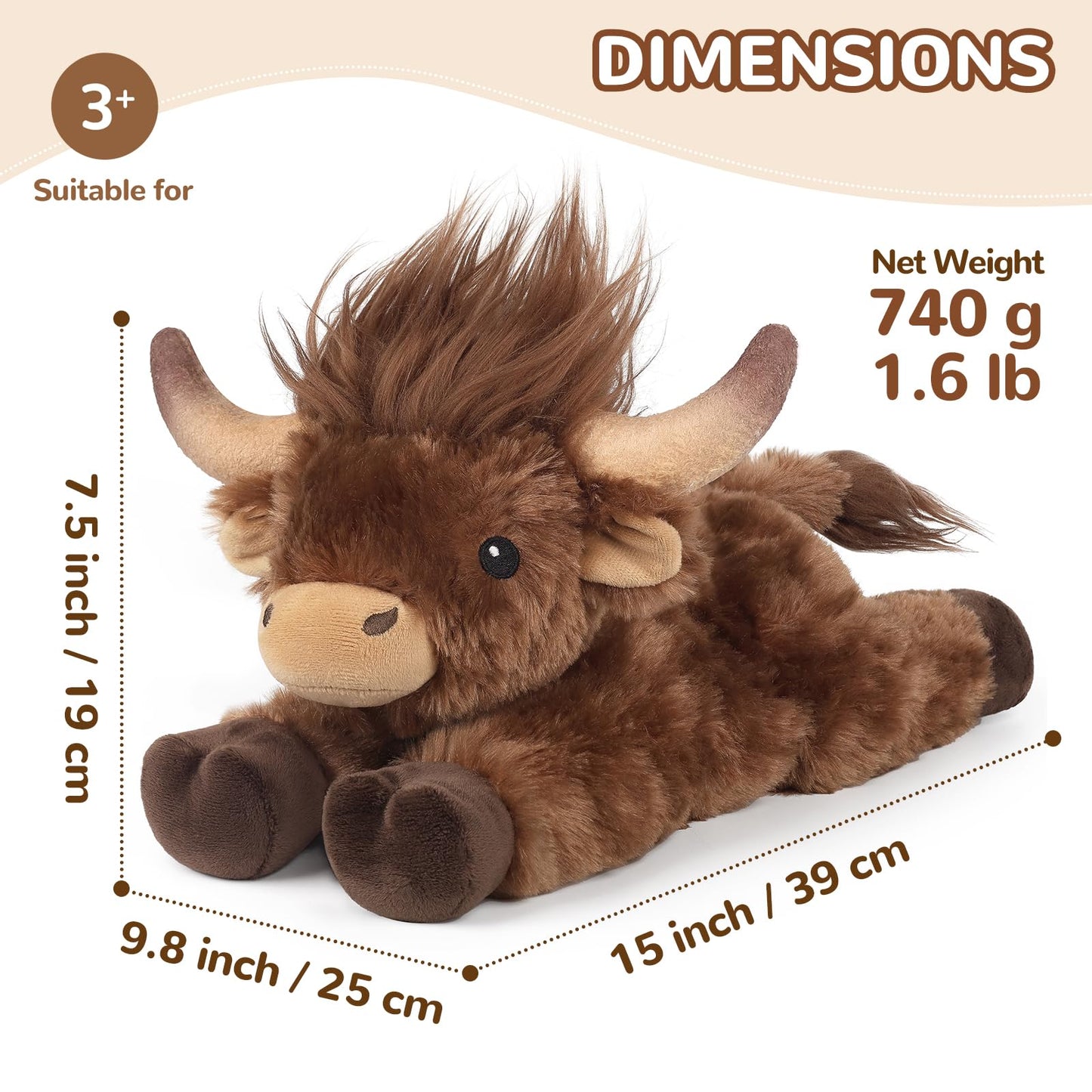 Cuckool Bull Stuffed Animals  Microwavable Stuffed Animals Adorable Fluffy Bull Plush for Warmth & Comfort  Heatable Coolable Lavender Scent Toys  Cute Soft Plushies Gift for Kids Boys Girls & mature-themeds
