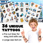 60 PCS Police Party Favors Set - 36 Temporary Tattoos Sticker & 24 Slap Bracelets for Kids, Perfect for Birthday Parties, Classr
