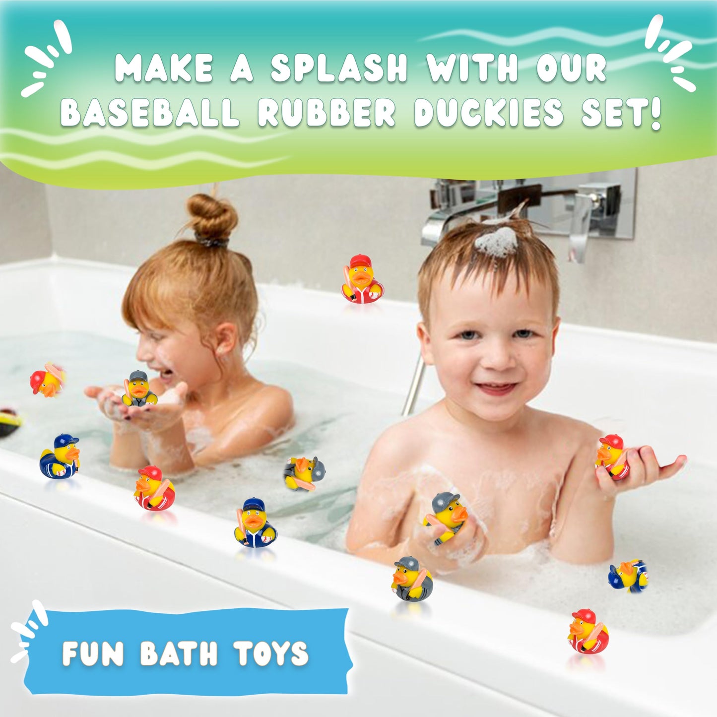 Sports-Themed Rubber Duckies - Rubber Ducky Bath Toy Set, 2'' Hockey, Baseball, Football, Basketball, and Soccer Mini Rubber Duc