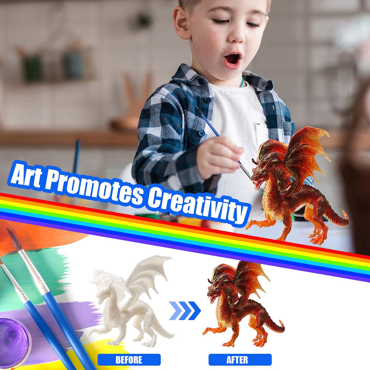 Solday Painting Dragon Toys Kits For Kids Arts And Crafts Ages 3 6 5 7 9 12 Boys Girls To Make Your Own Paintable Figurines Birt