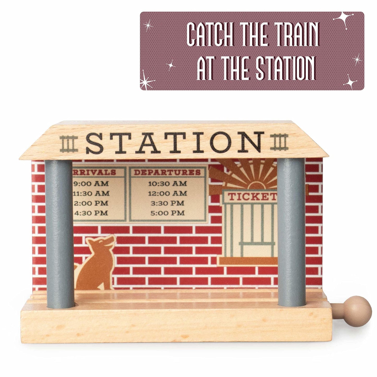 Wooden Train Track Mechanic & Station Service Building - Conductor Carl 2-in-1 Mechanic Service & Train Station for Customizing
