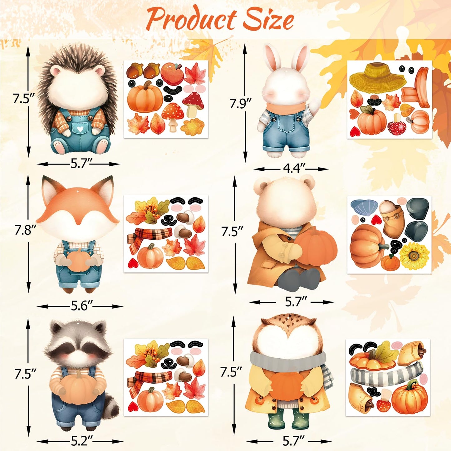 Treasure Cove Fall Craft Kits for Kids Make Your Own Fall Animal Stickers DIY Autumn Ornaments Autumn Animals Craft Sticker for