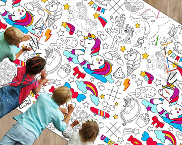 Giant Unicorn Coloring Tablecloth For Kids Huge Unicorn World Posters Activity Large Holiday Color-In Paper Poster Table Cover F