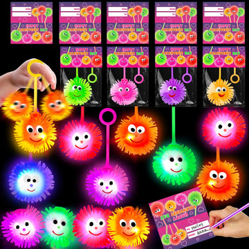 Valentines Day Gifts For Kids 24 Pack Prefilled Valentines Cards With Filled Fidget Toys Flashing Light Puffer Balls Bulk Party