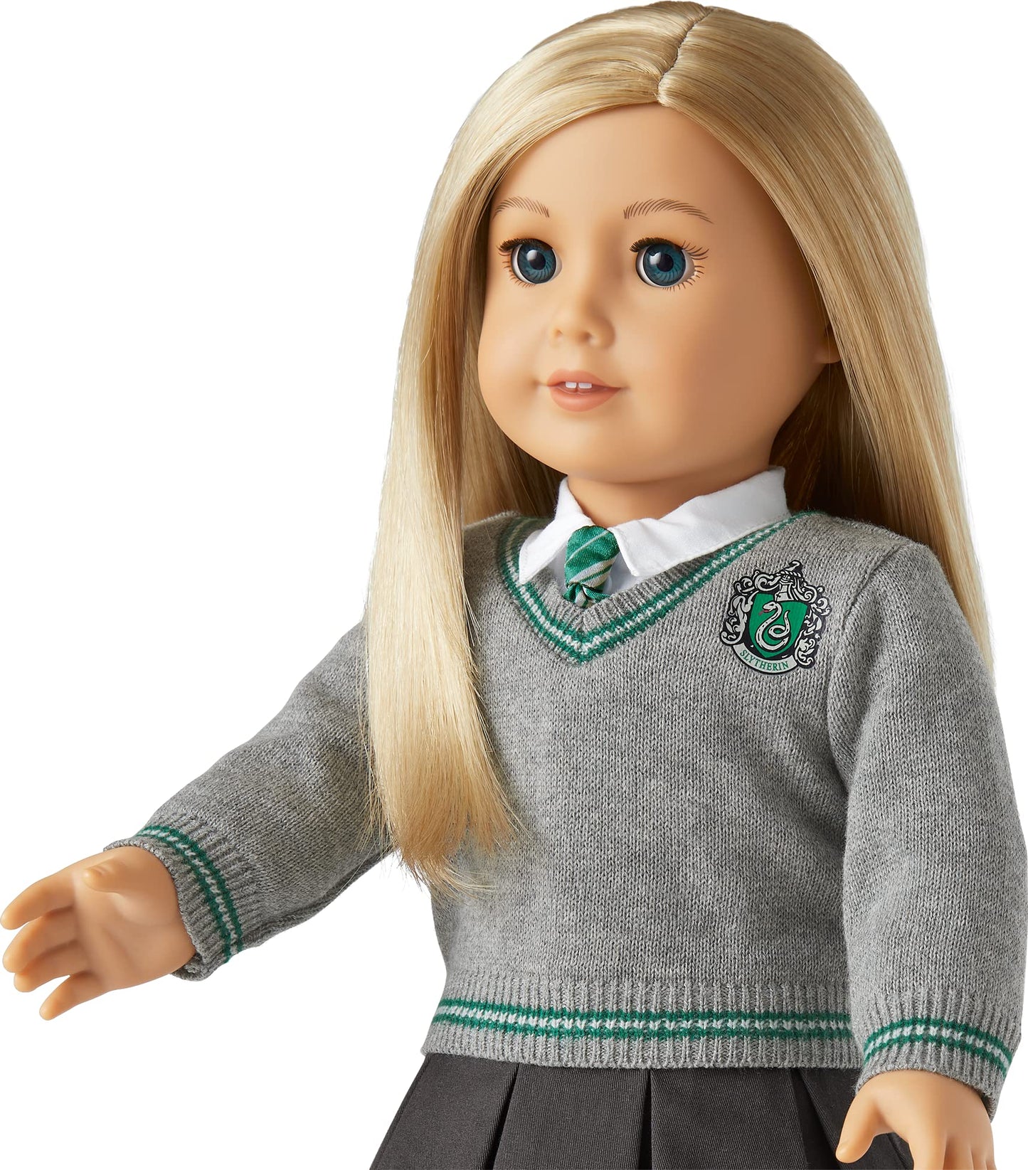American Girl 18-inch Harry Potter Doll Slytherin Outfit, Gray/Green/Silver Sweater, Tie, Scarf - Model HLH33, Ages 6+