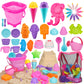 TOY Life 41 Pcs Beach Toys Collapsible Sand Toys Toddlers with Silicone Bucket Shovels & Sand Castle Building Kit Molds, Sandbox
