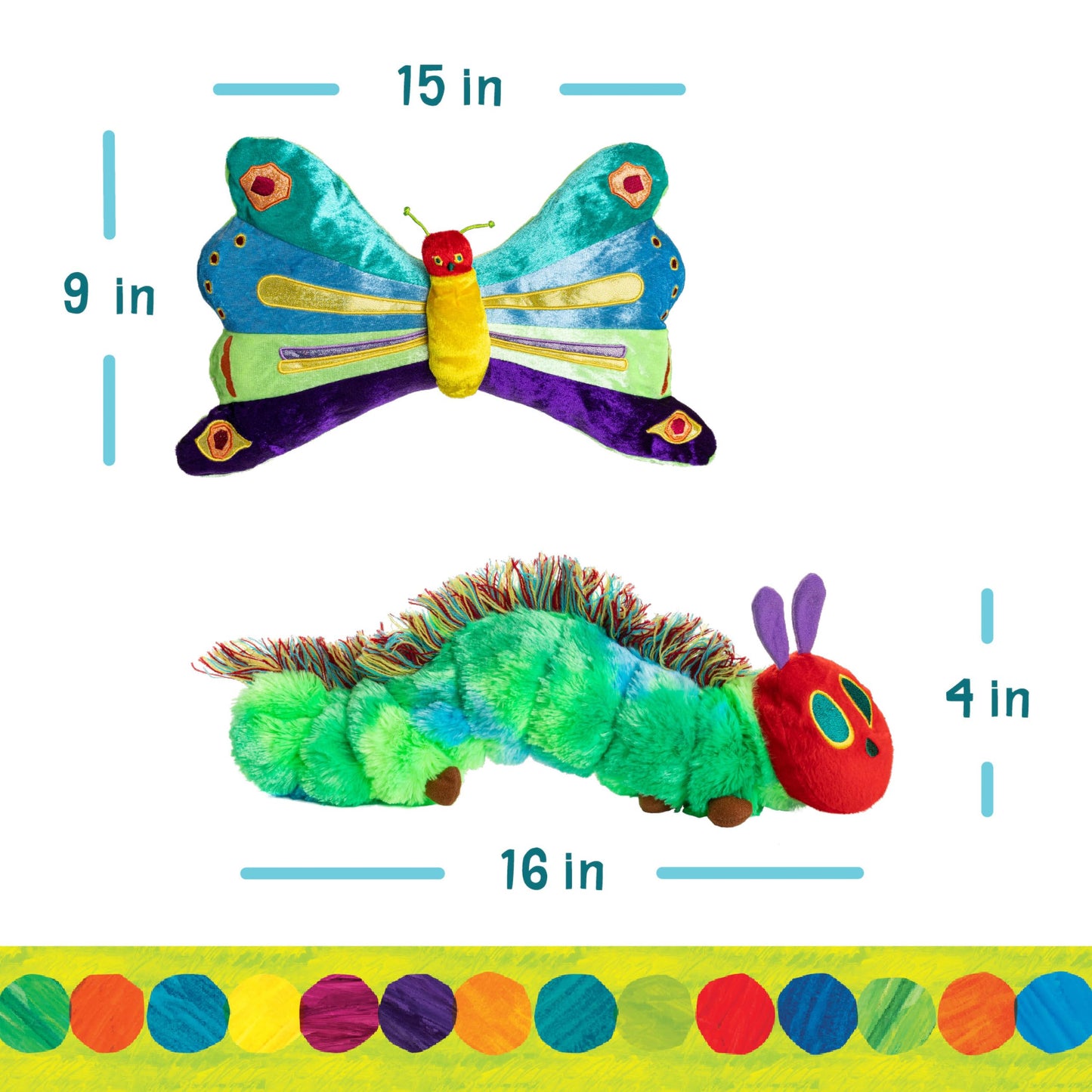 KIDS PREFERRED World of Eric Carle, The Very Hungry Caterpillar Butterfly Reversible Stuffed Animal Plush Toy, 16,Green