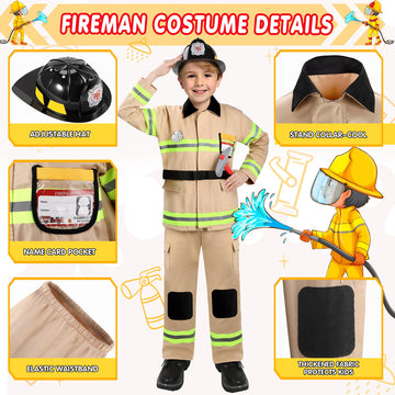 Giftinbox Firefighter Costume For Boys,Fireman Costume For Boys With Accessories Toddler Halloween Costumes For Kids 3-12…