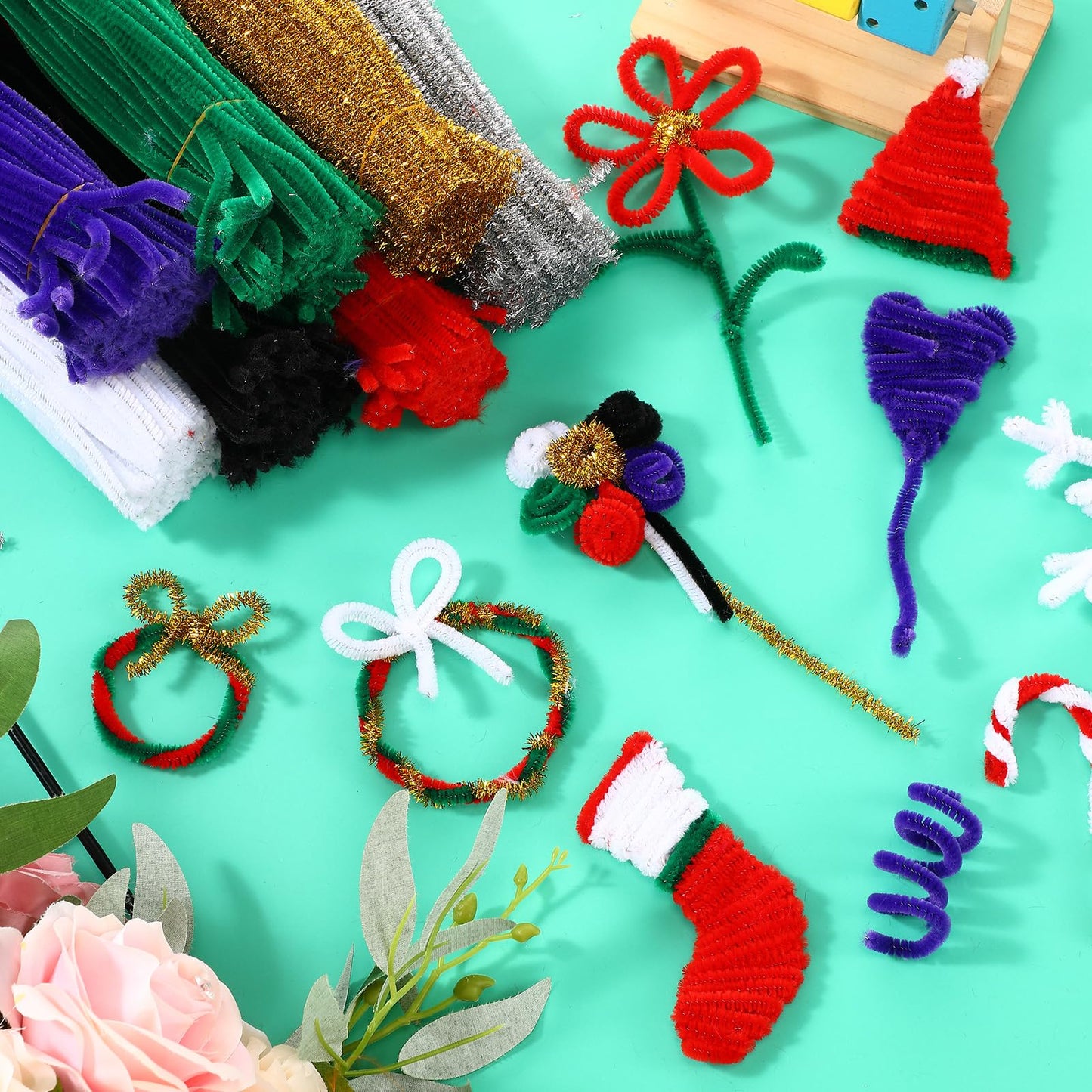 Newwiee 1000 Pcs Pipe Cleaners Bulk Chenille Stems Fuzzy Sticks for Kids DIY Art Crafts Supplies Crafts Sticks Projects Creative