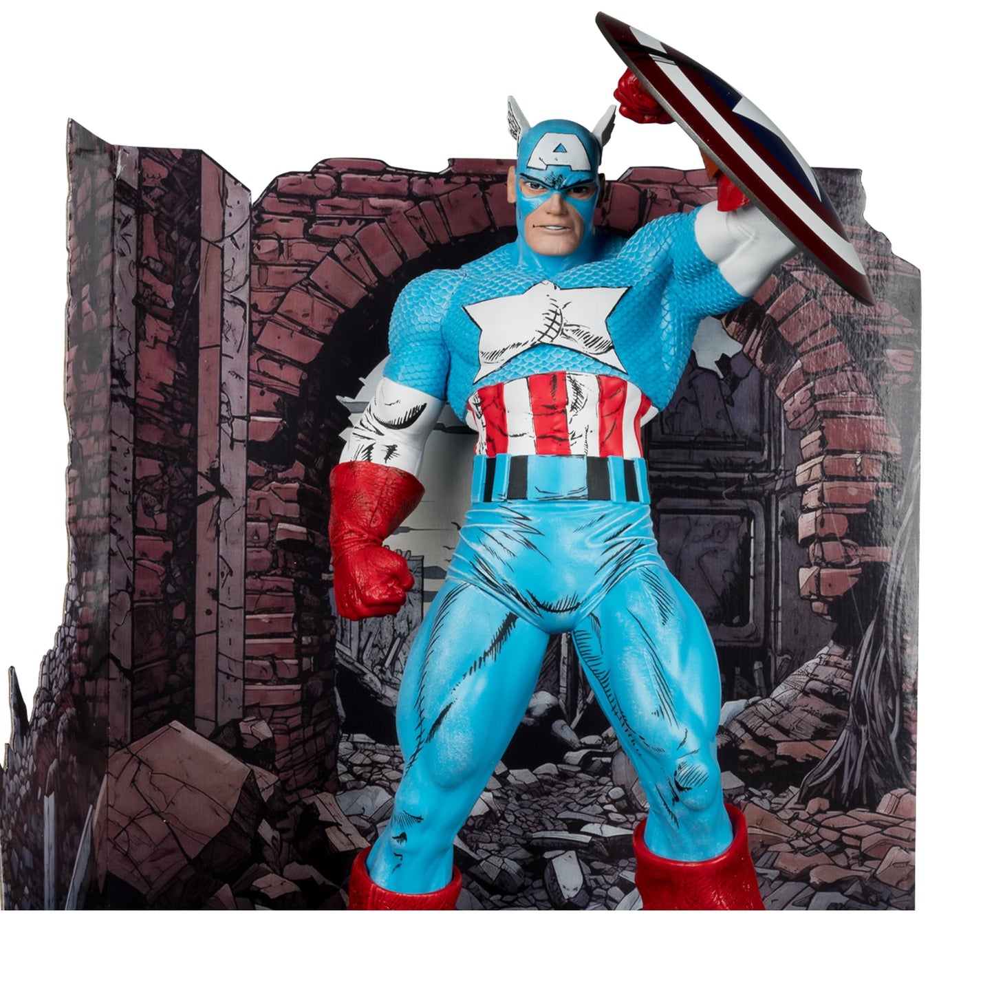 Mcfarlane Toys - Marvel Captain America 1:6Th Scale Posed Figure With Scene & Comic (The Amazing Spider-Man #323)