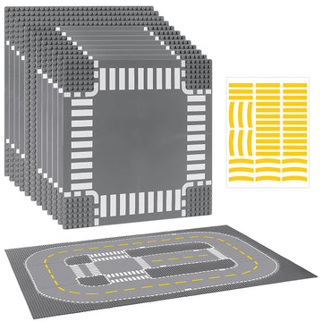 12 Pack Road Base Plates For Building, Compatible With Lego Classic Bricks, 10    X 10    Baseplates Fits For Lego Roads, Road B