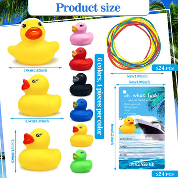 72 Pcs Duck Tag Cruise Kits Duck Tags For Cruising Set Include Cruising Rubber Duck Tags Small Cruise Ducks Rubber Bands For Hiding Carnival