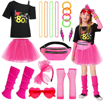 Girls 80S Costume Accessories Set Kids 80S Outfit Costume Halloween (4-5 Years)