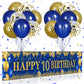 10Th Birthday Decorations For Little Kids Boys Girls Blue And Gold, Navy Blue Gold Birthday Party Yard Banner 18Pc Happy Birthday Balloon For 10Th Anniversary Birthday Christmas Supplies Outdoor Decor