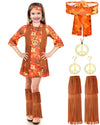Haysandy Kids Hippie Costume Set 60S 70S Hippie Dress Peace Sign Party Accessories For Carnival Halloween Cosplay Party(Stylish Style,L)