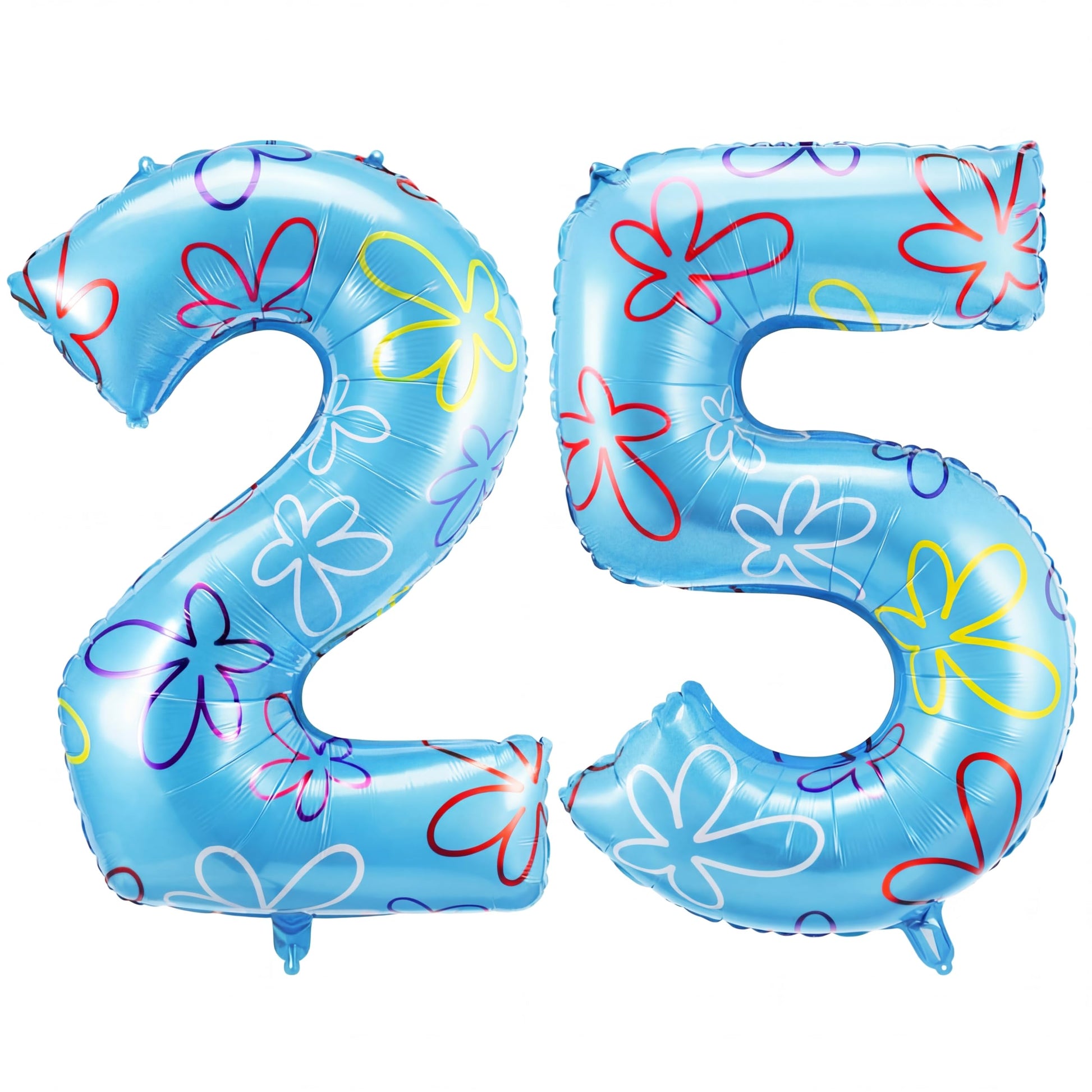 Charnoel Sponge Number 25 Balloons 40 Inch Cute Flower Cloud Theme Birthday Party Decorations Large Foil Balloons for Women Men 