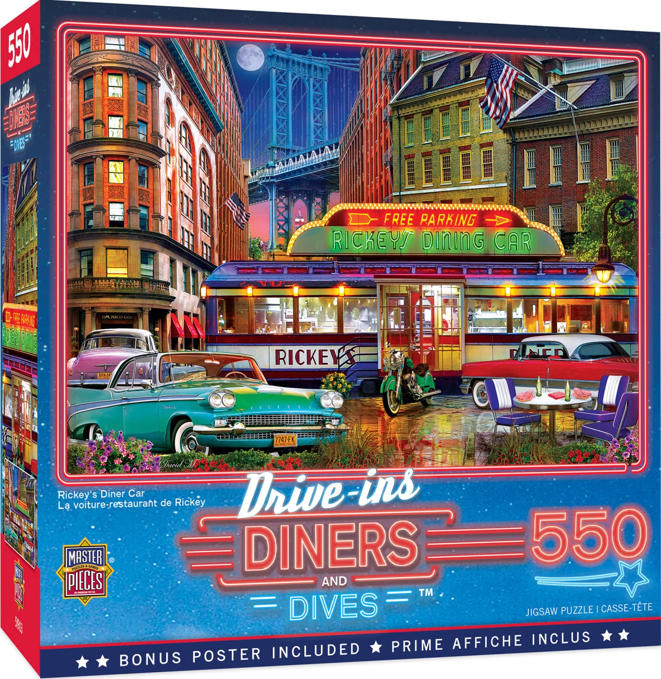 MasterPieces 550 Piece Jigsaw Puzzle for Adults, Family, Or Youth - Rickeys Diner Car - 18x24