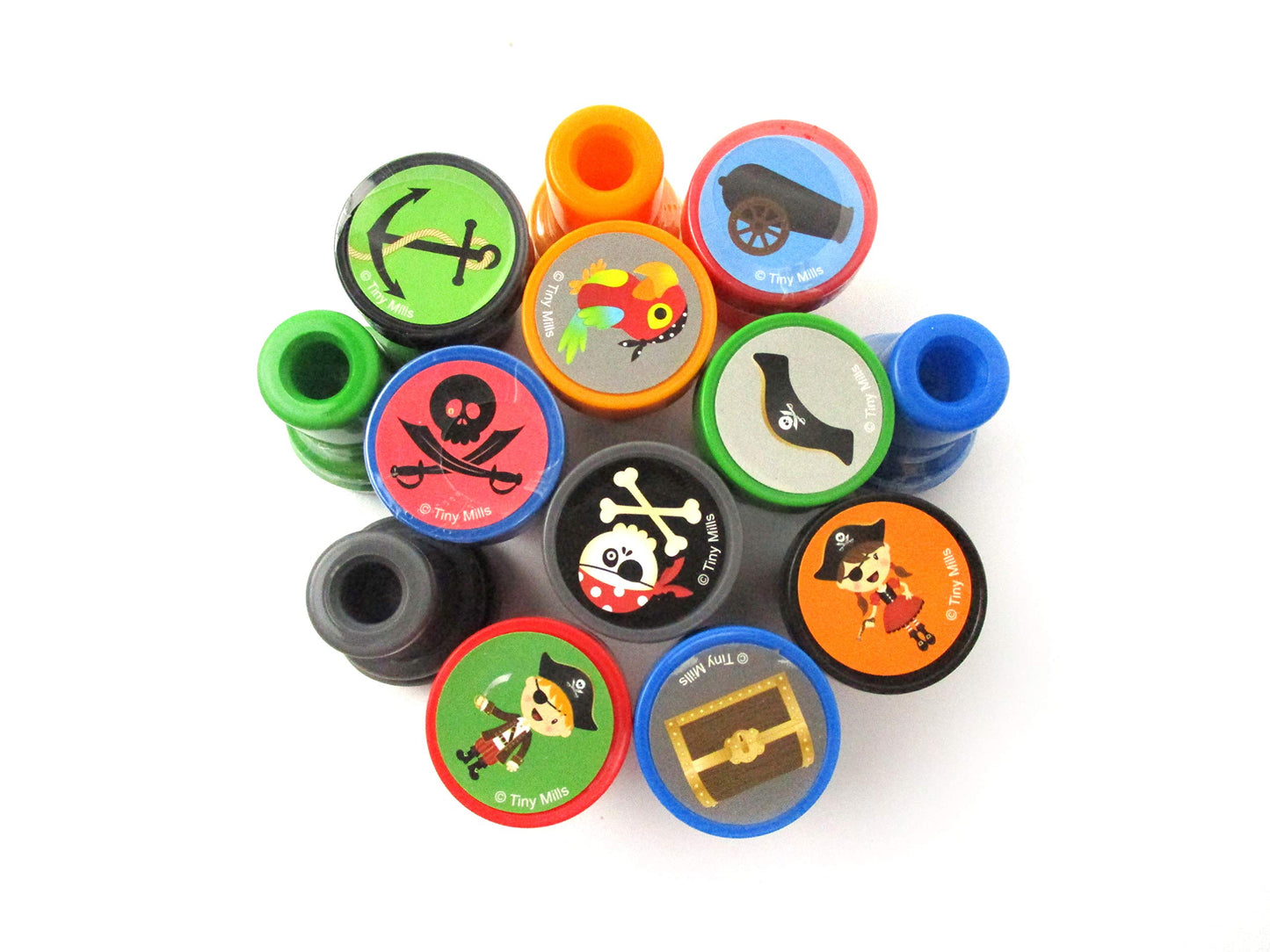 TINYMILLS 24 Pcs Pirate Stampers for Kids Pirate Birthday Party, Party Favors for Pirate Themed Party, Goody Bag Stuffers, Pinat
