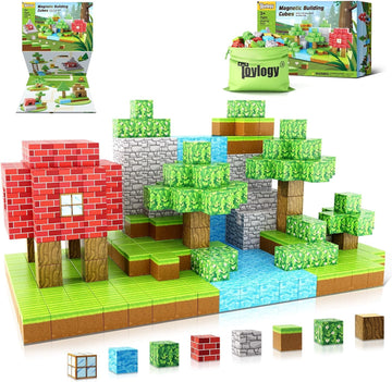 Magnetic Blocks-Build Mine Magnet World Edition, Magnetic Toys For Boys & Girls Age 3-4 4-5 6-8,Stem Montessori Sensory Toys For Toddlers Gifts For 3+ Years Old,48Pcs Fidget 1' Cubes Construction Toys