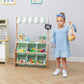Teamson Kids Wooden Farmer's Market Stand with Cash Register, Green, TD-13638A-AMZ, Includes 6 Storage Bins, Engineered Wood, One Size