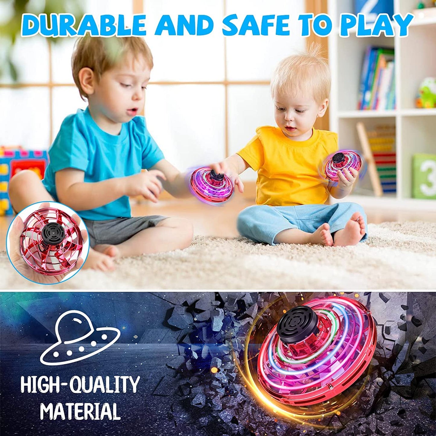 Flying Spinner Mini Ufo Drone, Ifly Spinner Fly Ufo Flying Fidget Spinner, Ifly Hand Controlled Boomerang Drone Cool Toys Gifts For 8 9 10+ Year Old Boys Girls Teens Indoor Outdoor Toys (Red)
