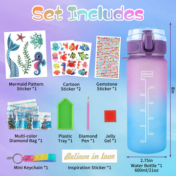 Girlshome Decorate Your Own Water Bottle For Girls Age 4-6-8-10, Mermaid Toys For Girls Painting Crafts, Fun Arts And Crafts Kits Birthday Christmas Gifts Toys