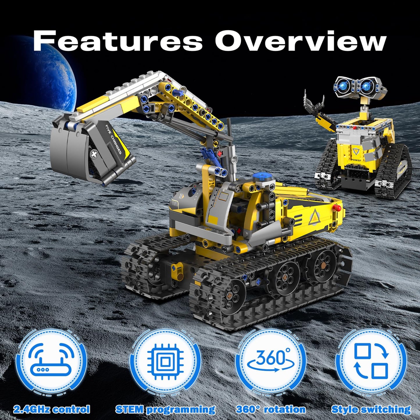 Cheffun 5-in-1 Remote Control Robot Building Kit  724 Pcs Buildable Model Engineering Toys  No Coding Needed  Creative Ideal Gift for Boys Girls Kids Ages 8 9 10 11 12 13 Year Old