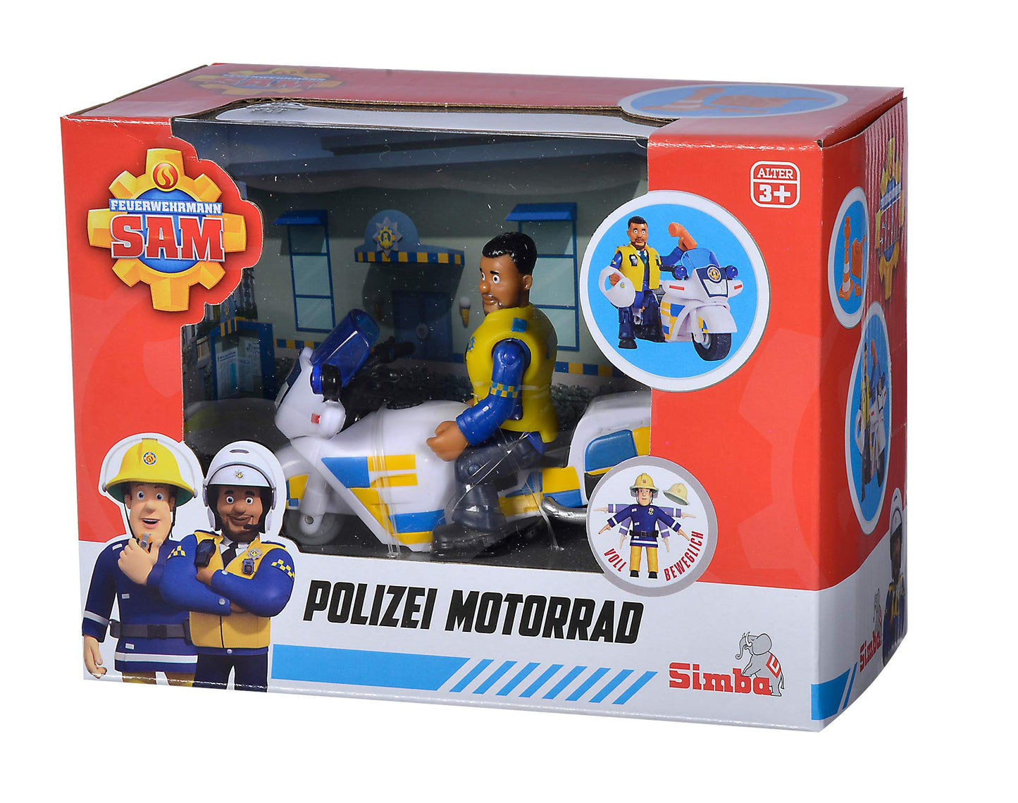 Simba Fireman Sam Police Motorcycle Set with Malcolm Figure & Accessories, Season 12, Colourful, Model 109251092, for Ages 3+