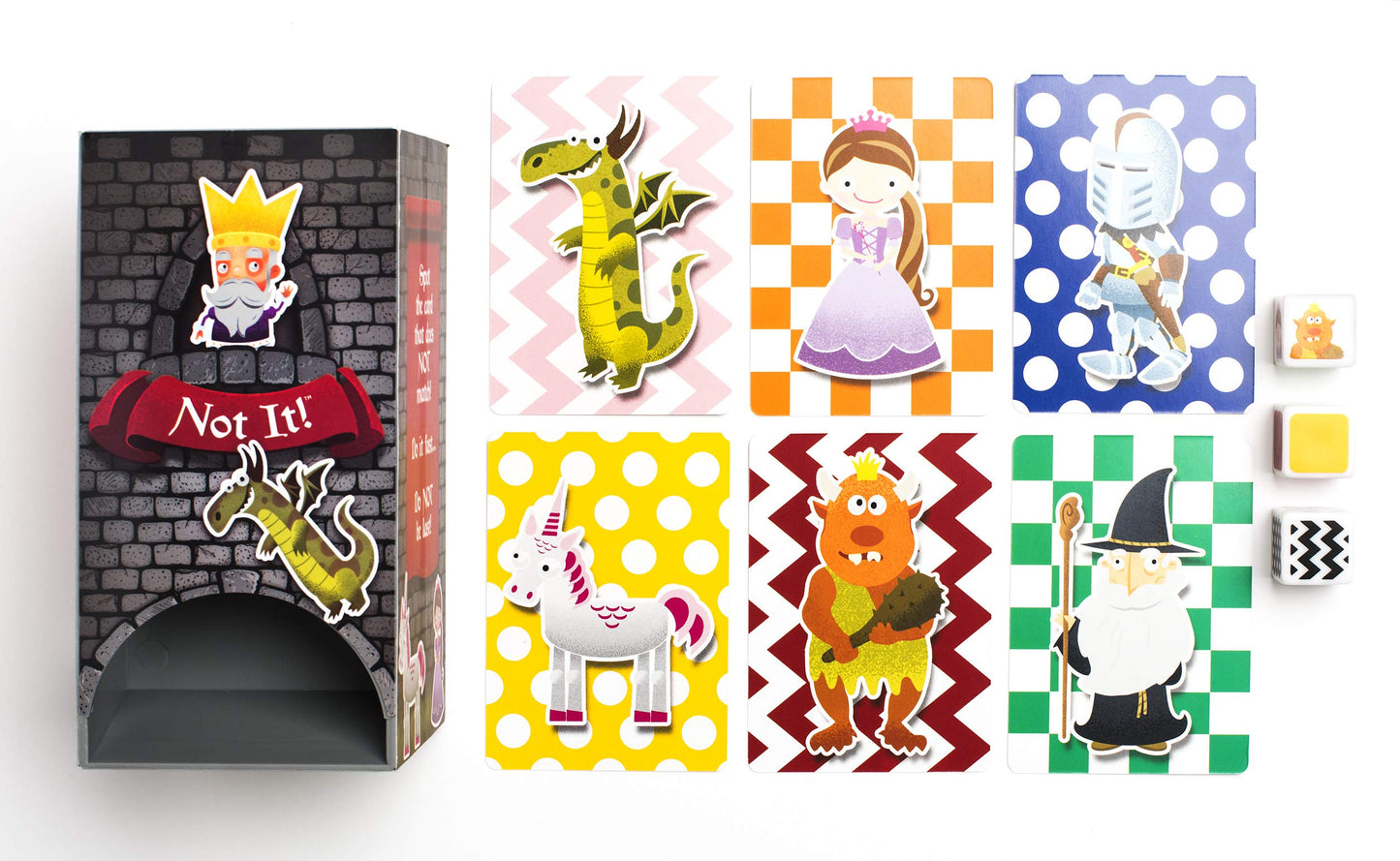 Not It Dice Games for Kids Strategy Game for Family Night Fun Card Game Stocking Stuffer Gift 3+ Players Ages 6+ Castle Land