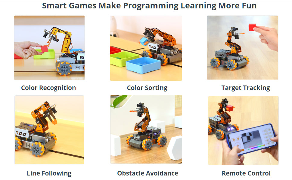 MatserPi Robotic Arm Car for Raspberry Pi 5 Open Source Programming AI Vision 5DOF/Axis Robotics Smart Car Kits for Teen mature-themed Educational Building Robot (Raspberry Pi Not Included)