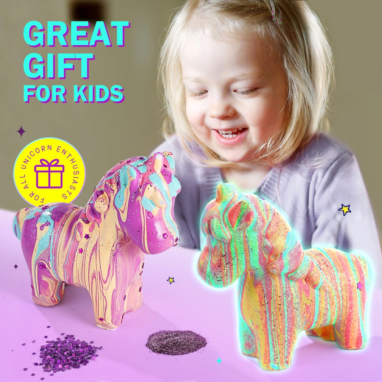 LAOESE Unicorns Paint Pouring Art Kit - DIY Craft for Kids Age 6-12, Arts and Crafts Kit for Girls & Boys, Toys Girls Boy Birthd