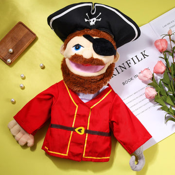 Role Play Hand Puppets Hand Plush Chef Doctor Fireman Pirate Detective Athlete Nurse Worker Hand Puppet Toys Puppets For Kids Storytelling Imaginative Pretend Play Teaching Preschool(Pirate)