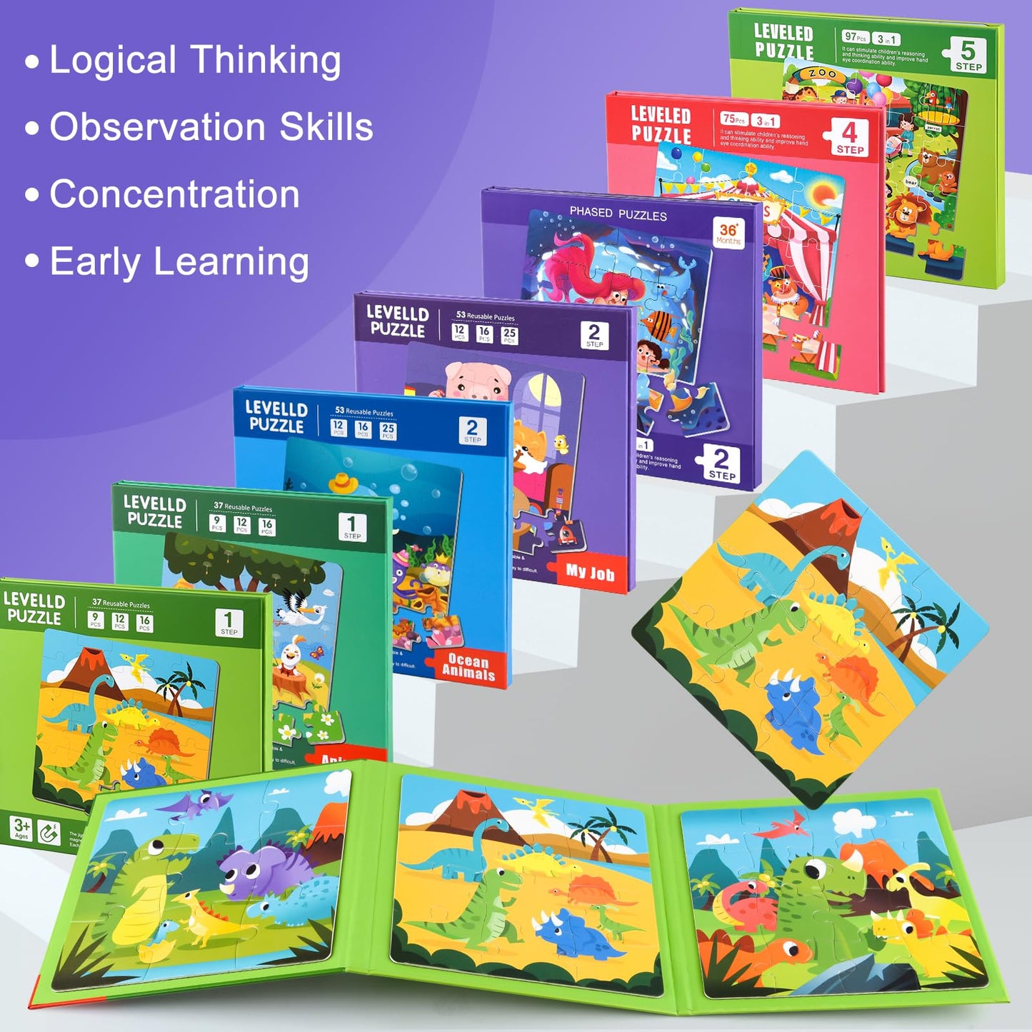 Astaron Magnetic Puzzles For Toddlers, 12-16-25 Pieces Hairdresser/Doctor/Chef Learning Magnet Puzzles For Road Trip, Educational Travel Toys Car Plane Activities For Kids, Kids Birthday Gifts