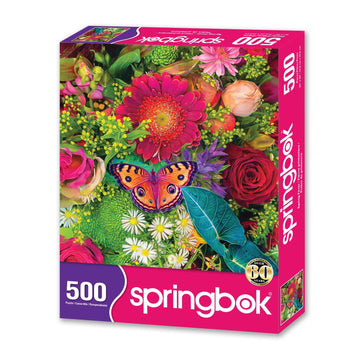Springbok Spring Fever 500 Piece Jigsaw Puzzle For Adults - Colorful Butterfly And Flowers - Relaxing Puzzle With Unique Precision Fit Pieces - Finished Size 20' X 20'
