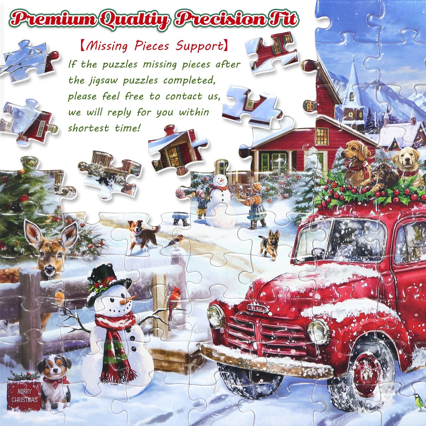 100 Piece Christmas Puzzle For Kids Ages 4-8 Jigsaw Puzzles 100 Pieces For Boys Girls Ages 6-8 8-10 - Dogs' Christmas
