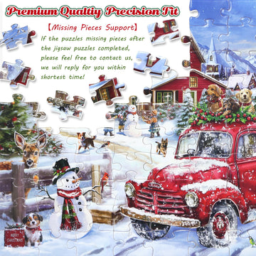 100 Piece Christmas Puzzle For Kids Ages 4-8 Jigsaw Puzzles 100 Pieces For Boys Girls Ages 6-8 8-10 - Dogs' Christmas