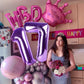 40 Inch Number 7 Balloon, Jumbo Seven Purple Lavender Birthday Decorations, 7 17 27 70 Year Old Balloon, Mylar Foil Balloon Numb