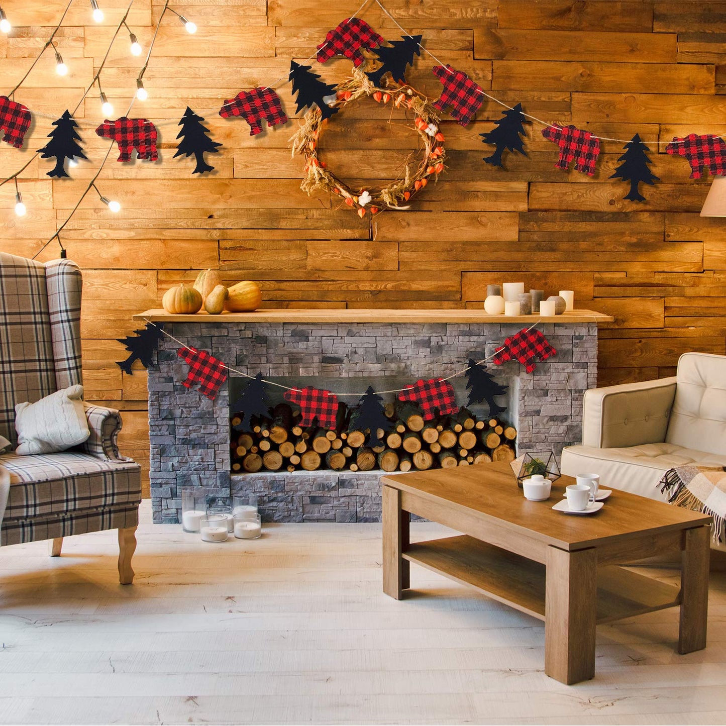 4 Pieces Lumberjack Party Theme Banner Decoration Supplies Buffalo Garland Woodland Animal Camping Banner For Hunting Party Birthday Party
